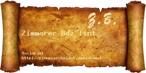 Zimmerer Bálint névjegykártya